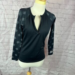 Roxy Black 1/2 zip rash guard long sleeve swim top surfer beach sz medium165/84A